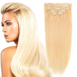 20"Clip in Hair Extensions Real Human Hair Double Weft Thick to Ends Dark Brown(#2) 6pieces 70grams/2.45oz