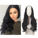 Full Head Clip in Hair Extension U part Curly Curl Wave Long Long 24" 0.37lb 170g One Piece Synthetic Hairpiece For Women Natural Real Hair Piece Japan High Temperature Fiber(UH17#black brown)