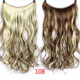 Allaosify 24" Invisible Wire No Clips In Hair Extensions Secret Fish Line Hairpieces Synthetic Straight Wavy Hair Extensions