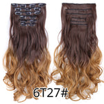 Alileader 140g 16clips Long Wavy Hairstyles Synthetic ombre Clip In Hair Extension Heat Resistant Fake Hairpieces Blond Brown