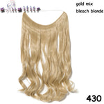 S-noilite 20 inches Natural hair Invisible Wire in Synthetic Hair Extensions No Clip with Secrect Line Easy Attach halo hair